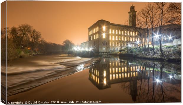 Saltaire on a misty night Canvas Print by David Oxtaby  ARPS