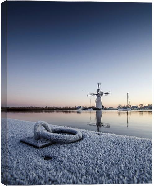  Frosty Thurne Windmill Canvas Print by Darren Carter