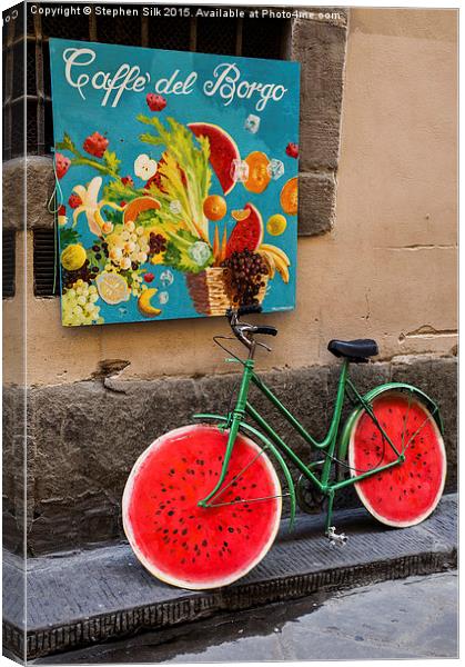  Bicycle with Melon Wheels Canvas Print by Stephen Silk