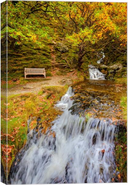 Elan Valley Autumn Waterfall Canvas Print by Jonathan Smith