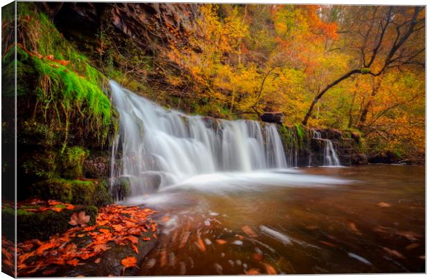 Autumn Waterfall, Brecon Beacons, Wales Canvas Print by Jonathan Smith