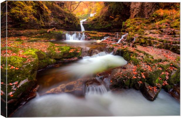 Autumn Waterfalls, Brecon Beacons, Wales Canvas Print by Jonathan Smith