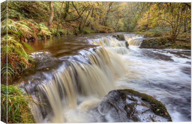 Autumn Waterfall - Brecon Beacons - Wales Canvas Print by Jonathan Smith