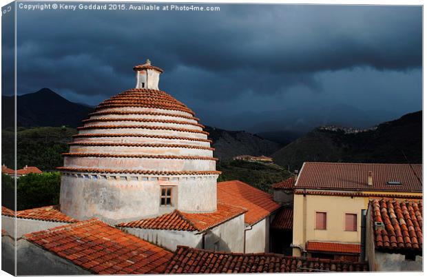  Storm approaching Tortora, Calabria,  Italy Canvas Print by Kerry Goddard