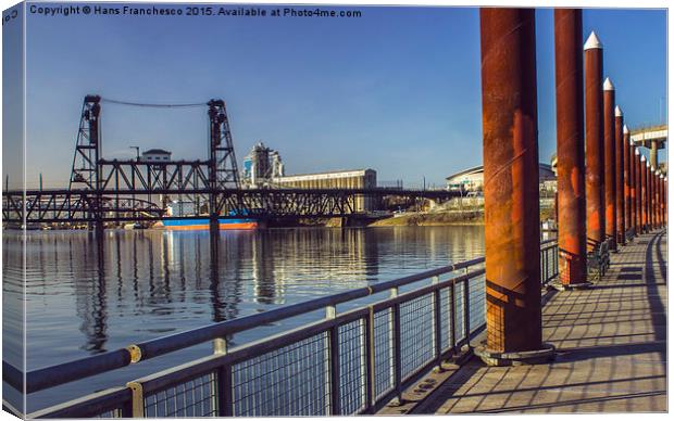  Steel Bridge, Portland, Oregon Canvas Print by Hans Franchesco