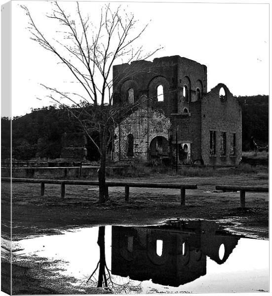 Reflected Ruins Canvas Print by Rozlen Willoughby
