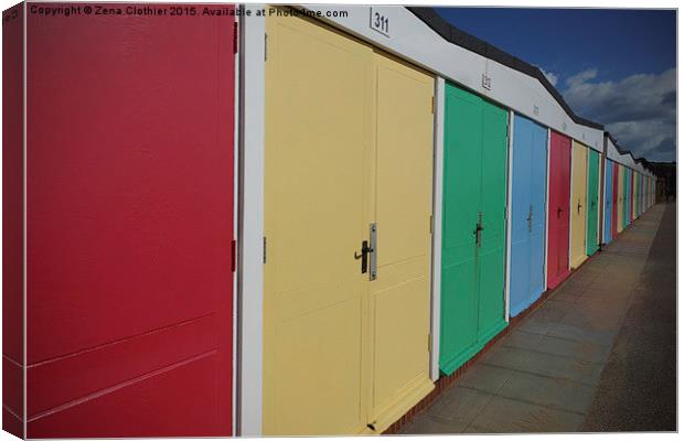 Primary Beach Huts at Exmouth Canvas Print by Zena Clothier