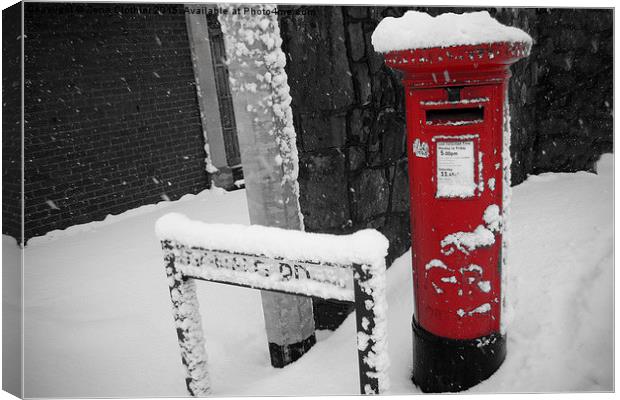Post Box in the Snow Canvas Print by Zena Clothier