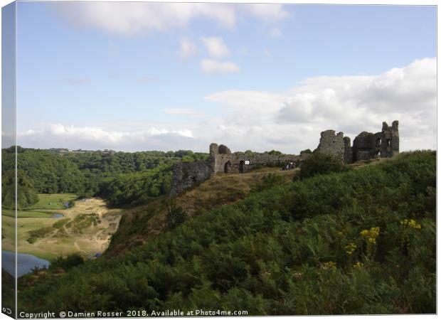 Pennard Castle South Gower Canvas Print by Damien Rosser