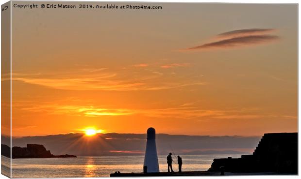 Sunset  Fishing Canvas Print by Eric Watson