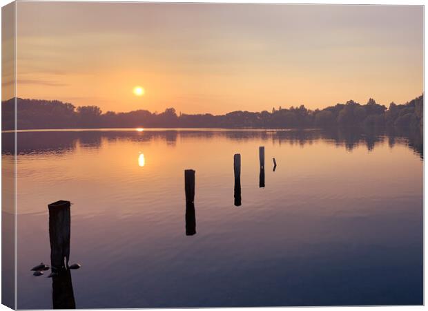 west port lake sunset Canvas Print by Andy Evans