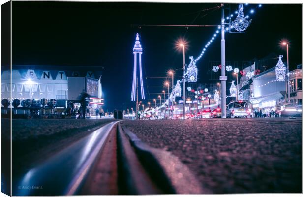 Blackpool By Night Canvas Print by Andy Evans