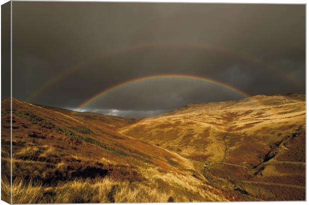 Double rainbow, Peak District Canvas Print by Graham Light