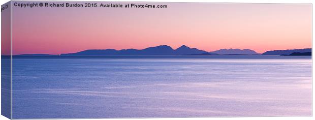 Sunrise over the Islands of Rhum & Sky Canvas Print by Richard Burdon