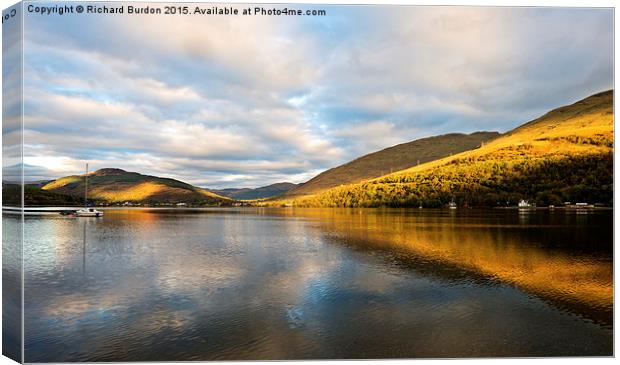 Autumn Reflection At Arrochar Canvas Print by Richard Burdon