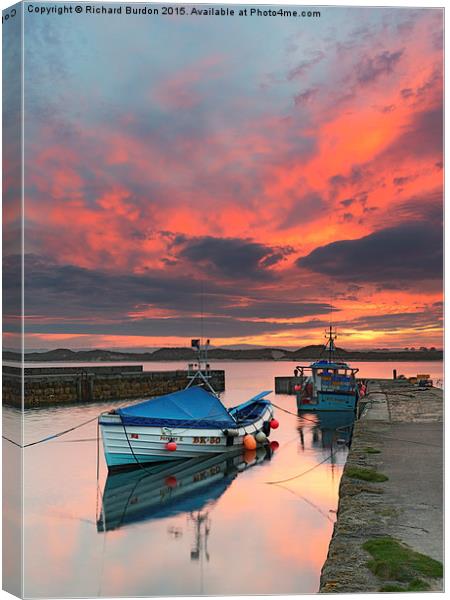 Beadnell Harbour Sunset Canvas Print by Richard Burdon