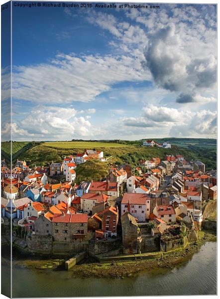 Late afternoon light on the village of Staithes Canvas Print by Richard Burdon