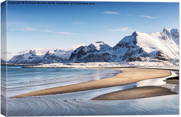  Ytresand Beach On The Lofoten Islands Canvas Print by Richard Burdon