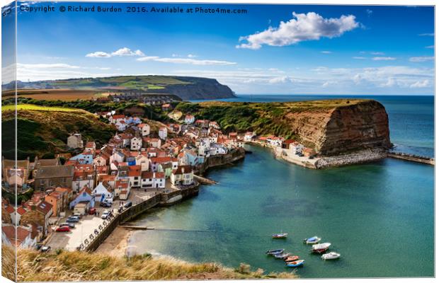 Staithes From Penny Nab Canvas Print by Richard Burdon
