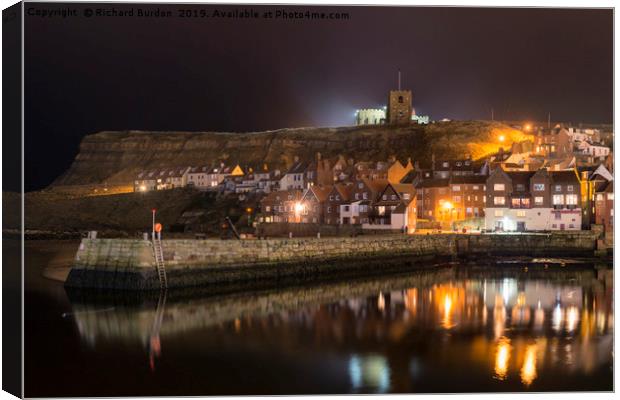 Whitby Harbour Reflections Canvas Print by Richard Burdon