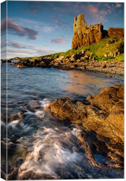 Dunure Castle Sunset Canvas Print by Richard Burdon