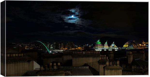 Newcastle Tyne bridge in moonlight  Canvas Print by mark dodd