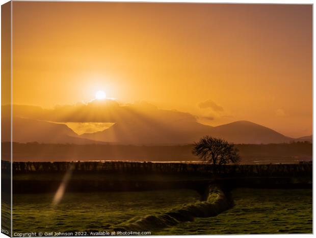 Sunbeams over Snowdonia  Canvas Print by Gail Johnson