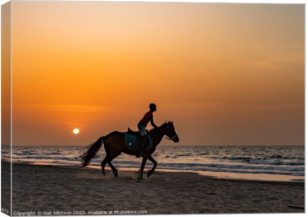 sunset on  Kotu beach The Gambia , Africa Canvas Print by Gail Johnson