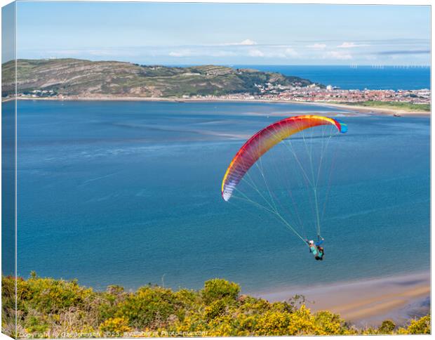 Views around Conwy Mountain and some paragliders Canvas Print by Gail Johnson