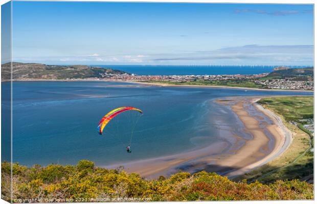 Views around Conwy Mountain and some paragliders Canvas Print by Gail Johnson