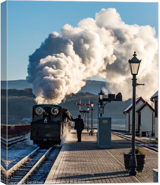 Steam Trains around Porthmadog North wales in winter  Canvas Print by Gail Johnson