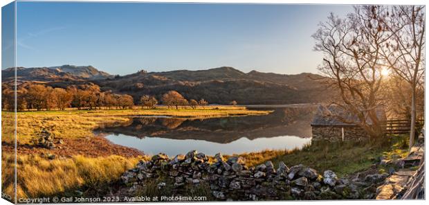 Reflection views around Snowdonia lakes in winter  Canvas Print by Gail Johnson