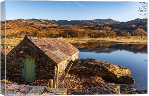 Reflection views around Snowdonia lakes in winter  Canvas Print by Gail Johnson
