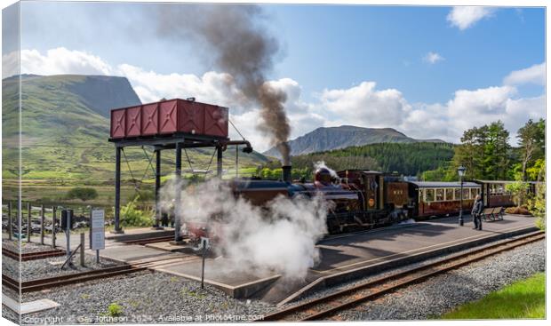 Steam Train at Rhydd Ddu Station Snowdonia  Canvas Print by Gail Johnson
