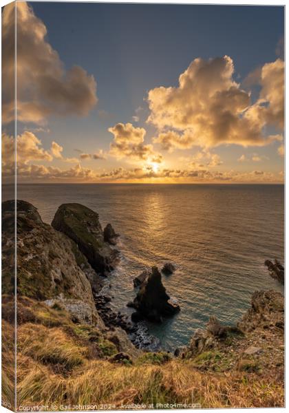 Sunset over the sea on the Island of Angelsey , North Wales  Canvas Print by Gail Johnson