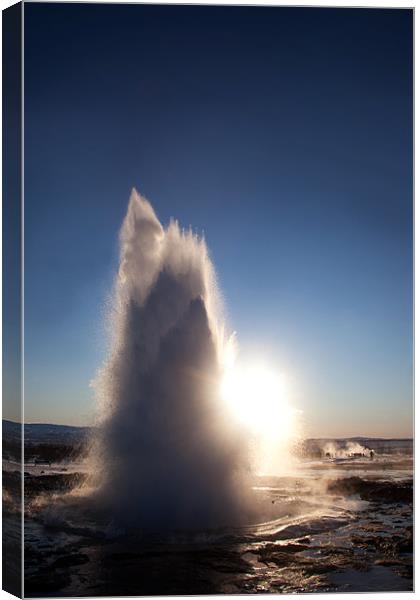 Strokkur Geyser erupting Canvas Print by Gail Johnson