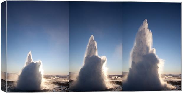 Strokkur Geyser erupting Canvas Print by Gail Johnson