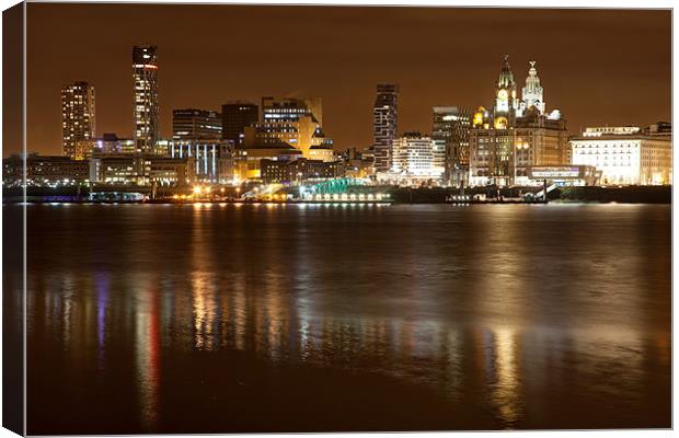 Liverpool night cityscape Canvas Print by Gail Johnson
