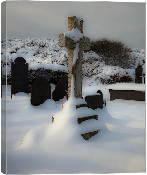 Graveyard in Snow Canvas Print by Gail Johnson