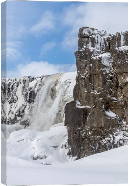 Öxarárfoss  waterfall Icelandic Views Canvas Print by Gail Johnson