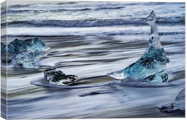 Jökulsárlón beach Icelandic Views Canvas Print by Gail Johnson