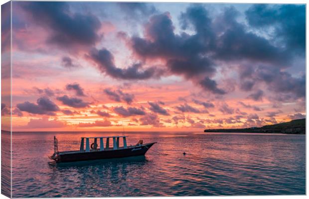  Sunset at the beach  Curacao Views Canvas Print by Gail Johnson