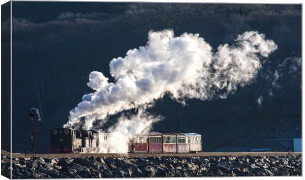 Ffestiniog & Welsh Highland steam train going over Canvas Print by Gail Johnson