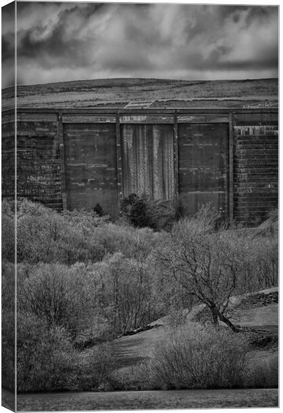 Baiting's Reservoir Dam Wall - Mono Canvas Print by Glen Allen