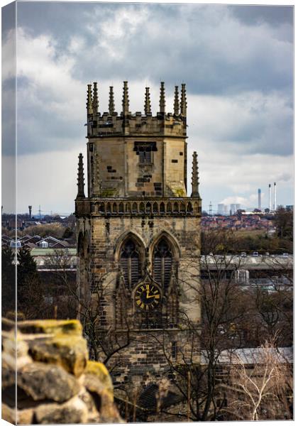 All Saints Pontefract set in an Industrial Background From Pontefract Castle Canvas Print by Glen Allen