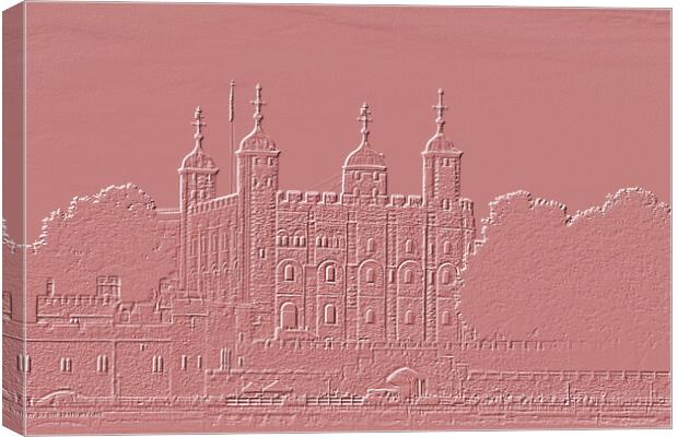 The Tower of London Embossed Rose Pink Canvas Print by Glen Allen