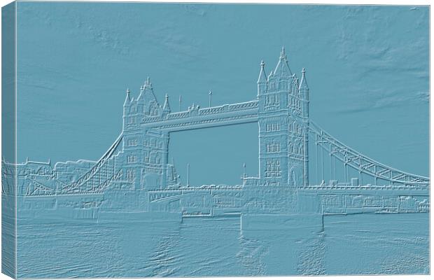Tower Bridge Embossed Cyan Canvas Print by Glen Allen