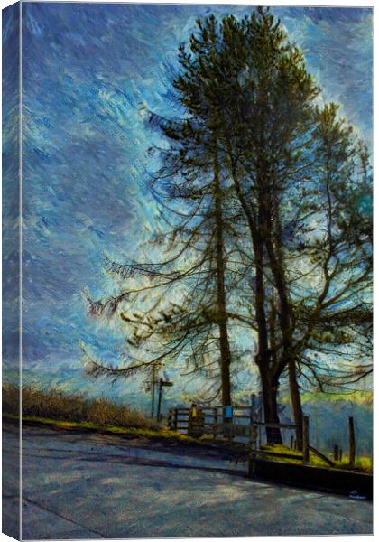 01 Scene's of Yorkshire Oil Painting Effect Baitings Tree Canvas Print by Glen Allen