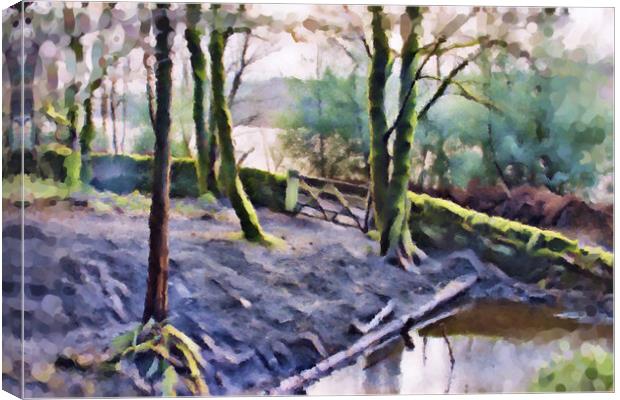 Ogden Water Woodland - Acrylic Painting Effect Canvas Print by Glen Allen