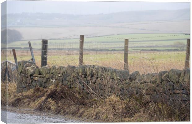 Dry Stone Wall on a mIsty Morning  Canvas Print by Glen Allen